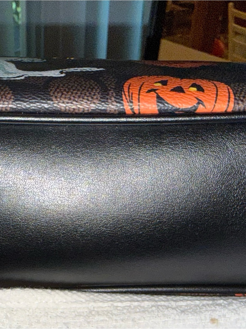 Coach Mini Shoulder Bag in Brown with Orange & White Halloween Print - Picture 6 of 12